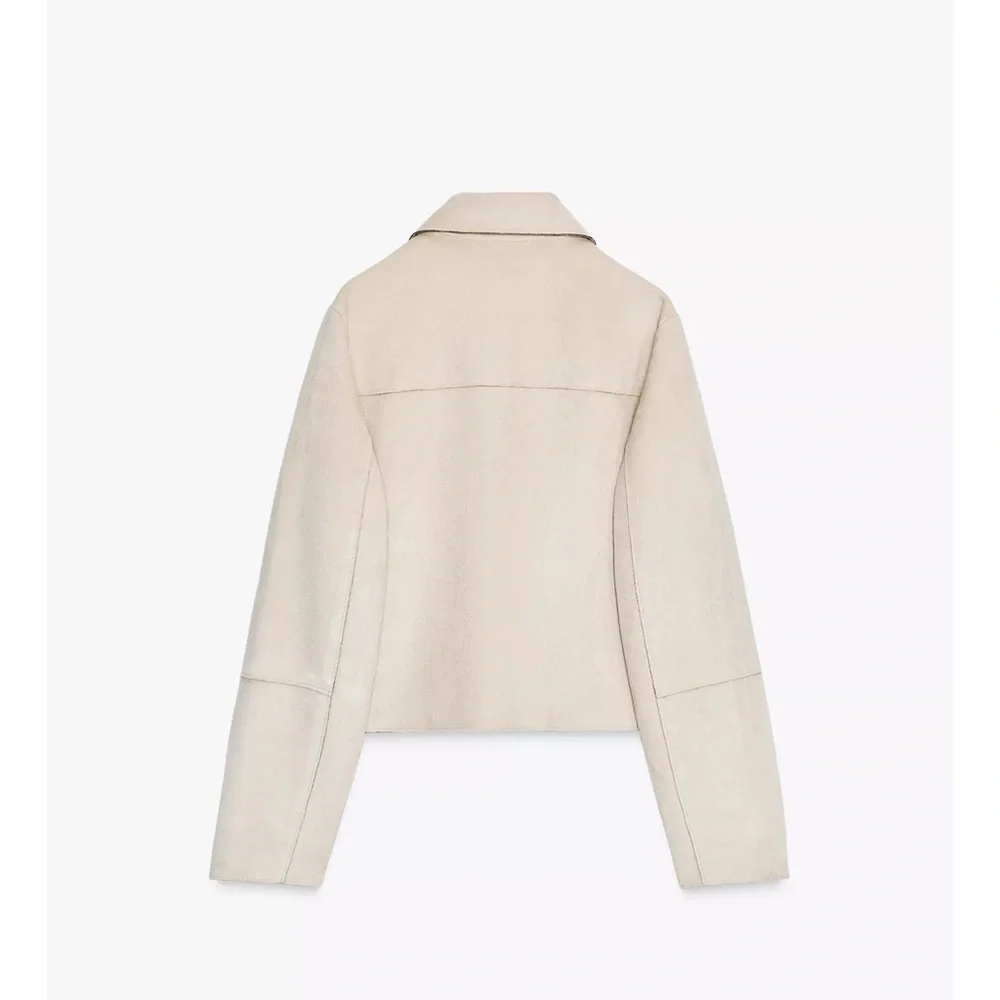 NWOT ZARA Faux Suede Cropped Jacket - Picture 8 of 13